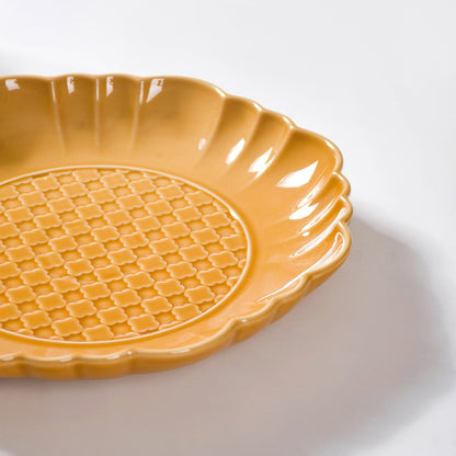 Scalloped Moroccan Dinner Plate Set Of 4 Yellow Ochre 10 Inch