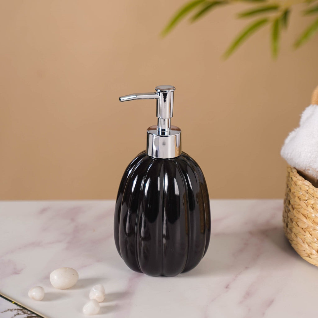 Ribbed Glossy Liquid Dispenser Black 400ml