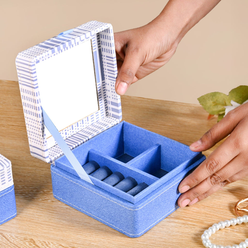 Dots And Dash Multi Section Jewellery Box With Mirror