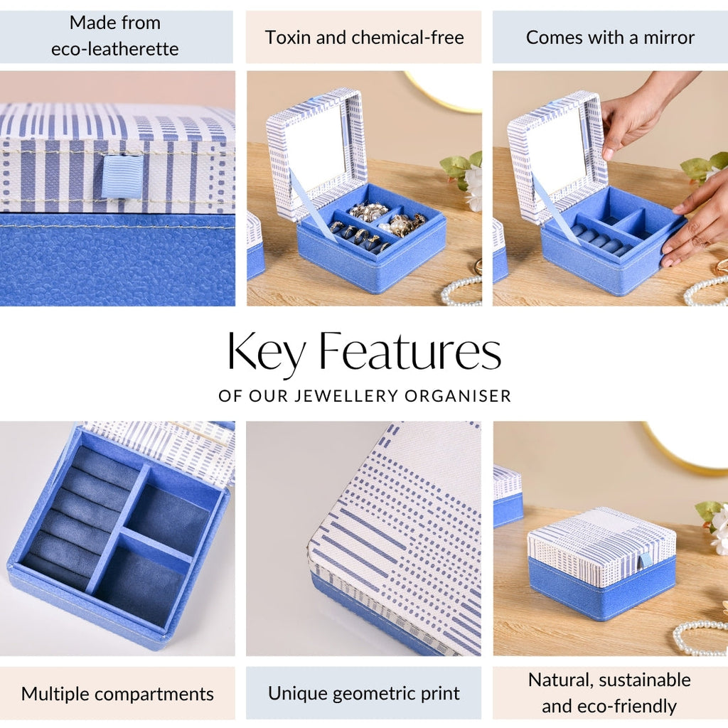 Dots And Dash Multi Section Jewellery Box With Mirror