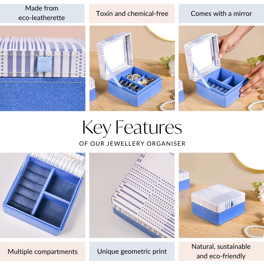 Dots And Dash Multi Section Jewellery Box With Mirror