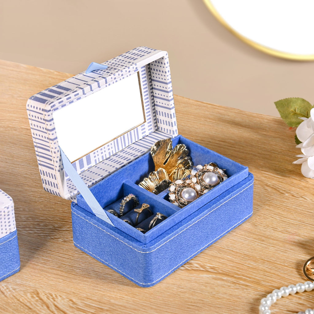 Dots And Dash Portable Jewellery Box With Mirror