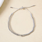 Double Layered Silver Sliding Knot Bracelet