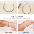 Double Layered Silver Sliding Knot Bracelet