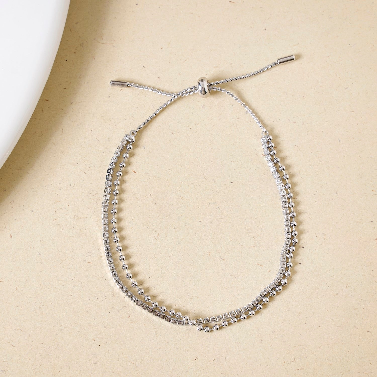 Double Layered Silver Sliding Knot Bracelet