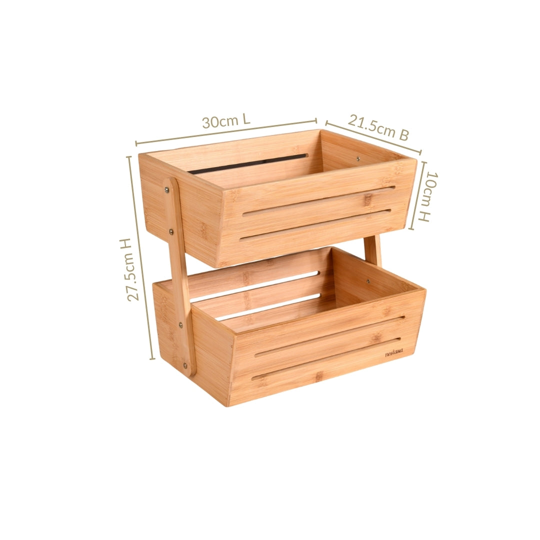 Double Tier Bamboo Storage Basket