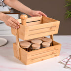Double Tier Bamboo Storage Basket