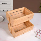 Double Tier Bamboo Storage Basket