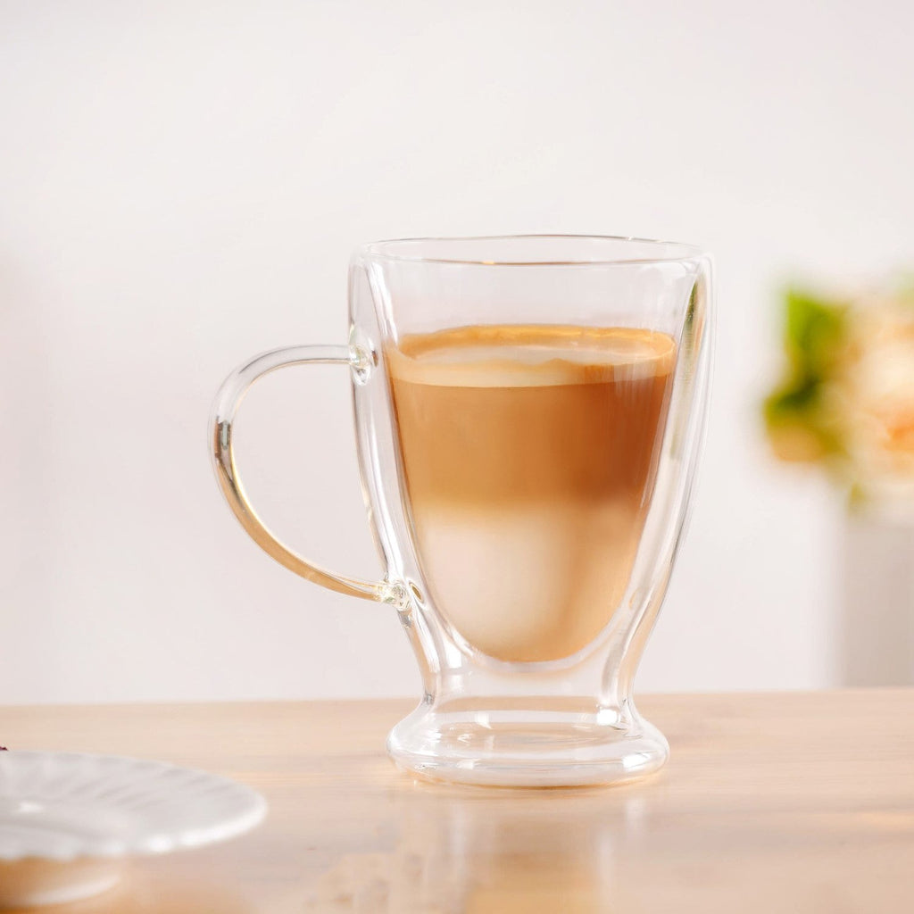 Double Walled Glass Irish Coffee Mug Set Of 2 350ml