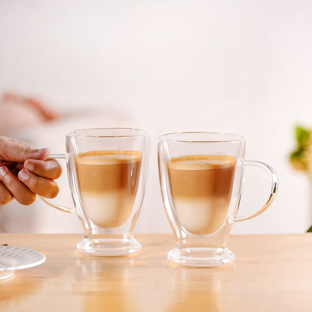 Double Walled Glass Irish Coffee Mug Set Of 2 350ml