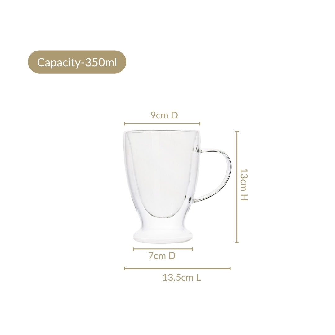 Double Walled Glass Irish Coffee Mug Set Of 2 350ml
