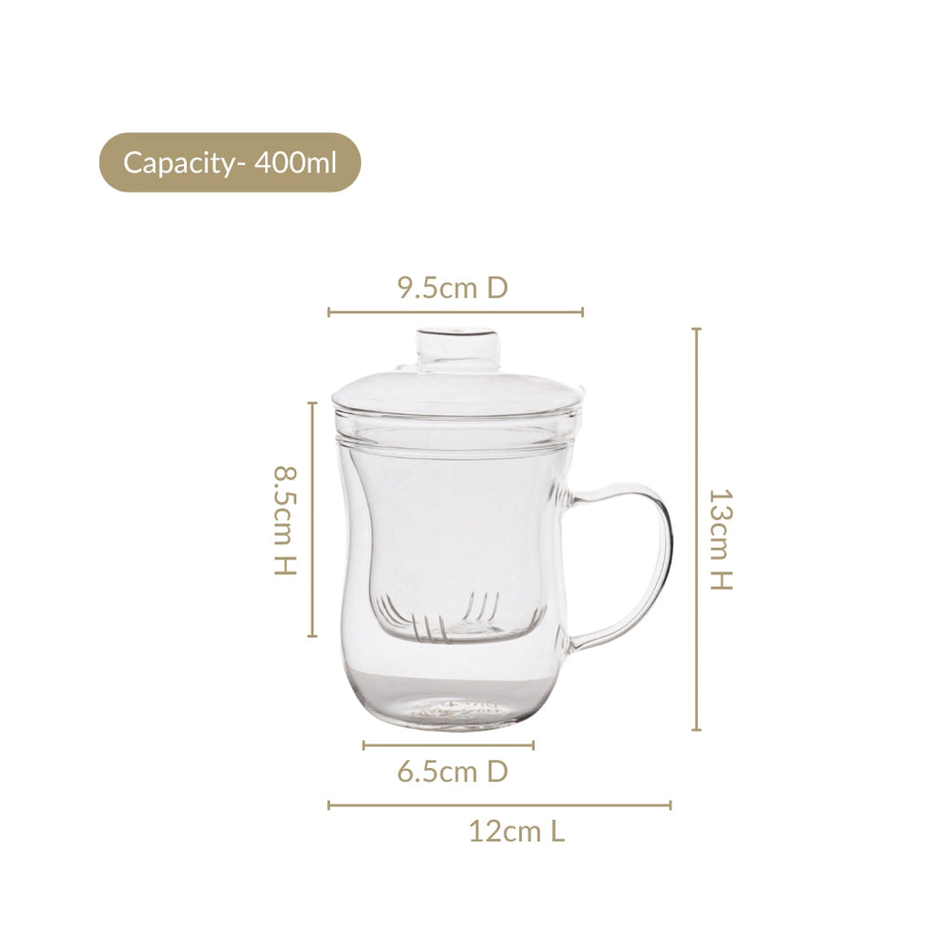 Double Walled Glass Infuser Teapot with Strainer