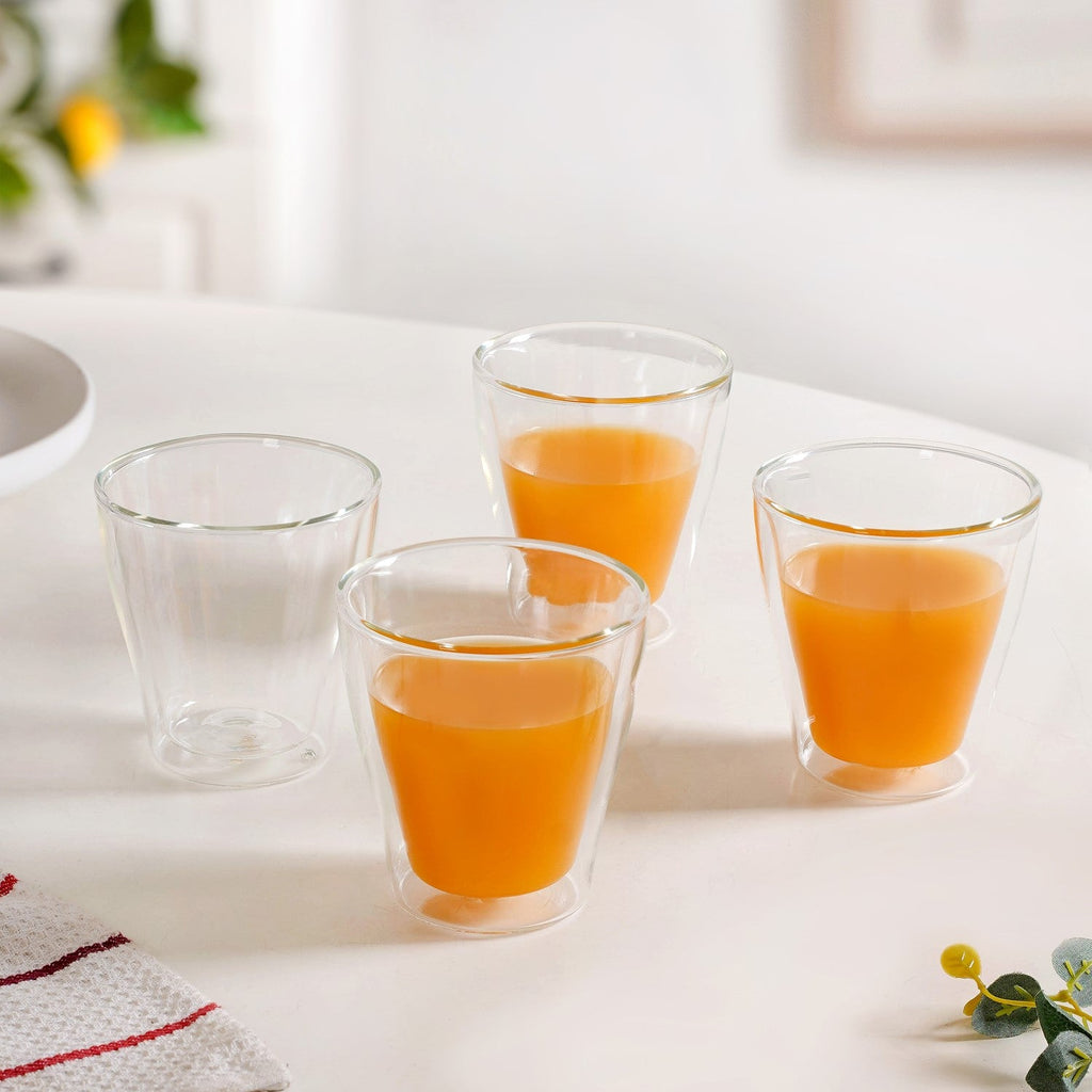 Double Walled Borosilicate Tumblers Set Of 4 250ml