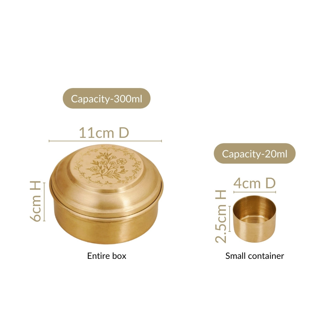 Daisy Brass Mukhwas Storage Box – Vintage Style with Secure Lid
