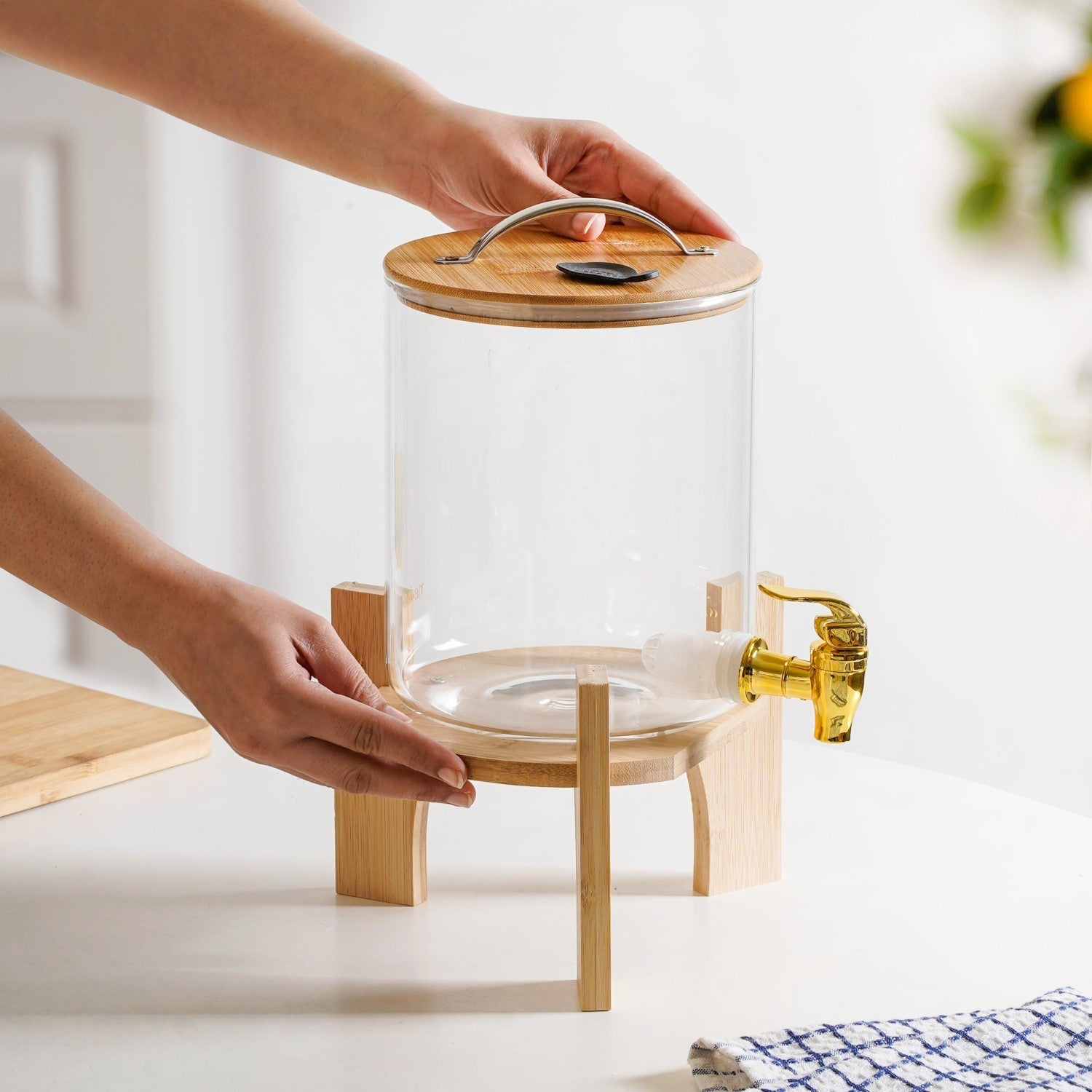 Drinks Dispenser With Bamboo Stand 3600ml