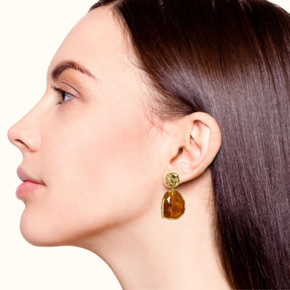 Marble Veil Dangle Earrings Amber