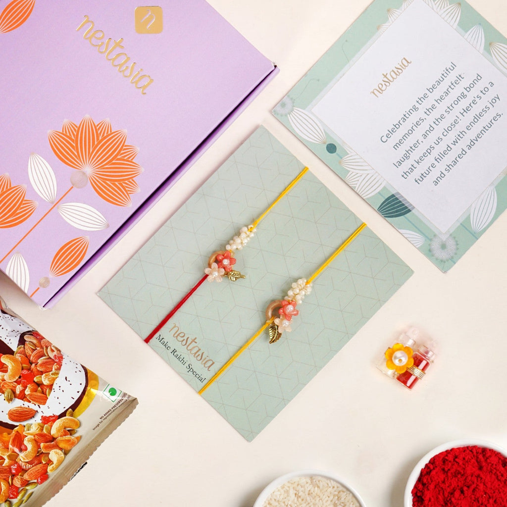 Dual Flower Rakhi Gift Set