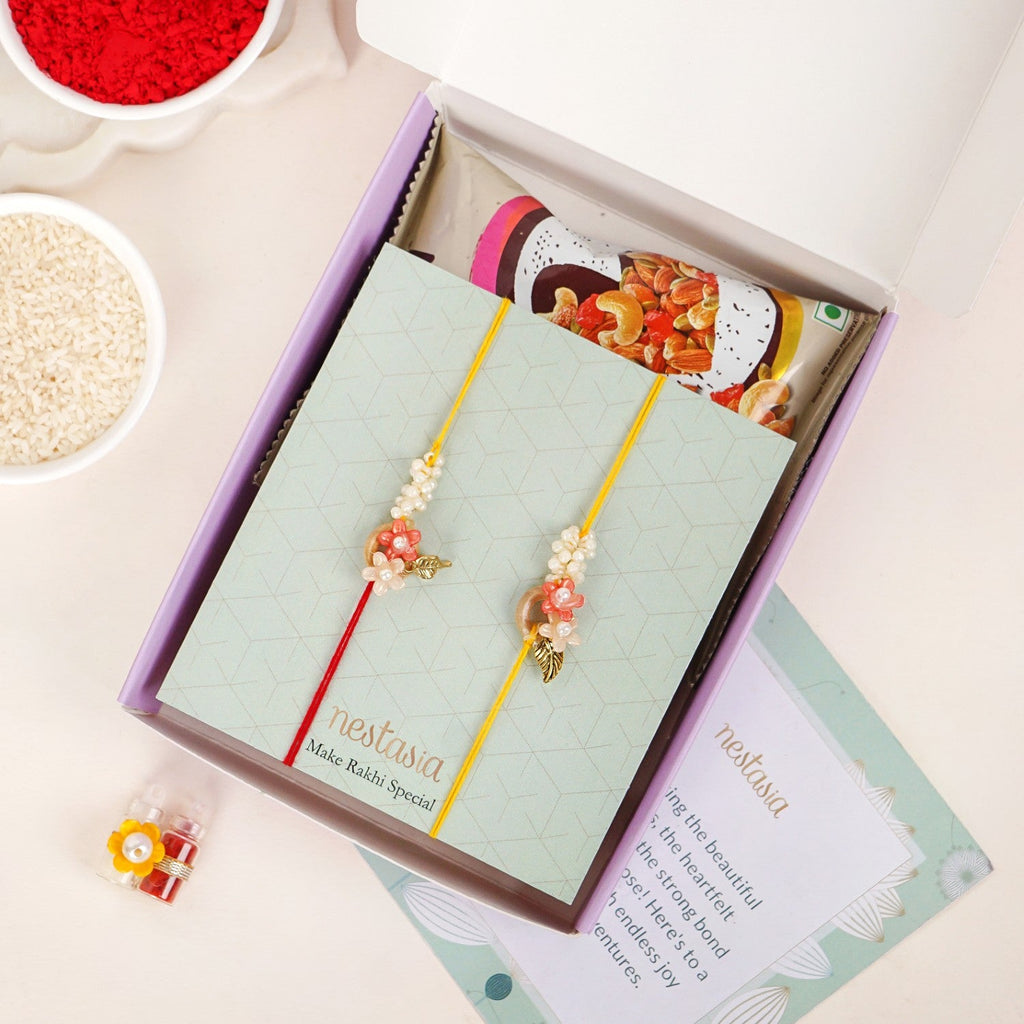 Dual Flower Rakhi Gift Set