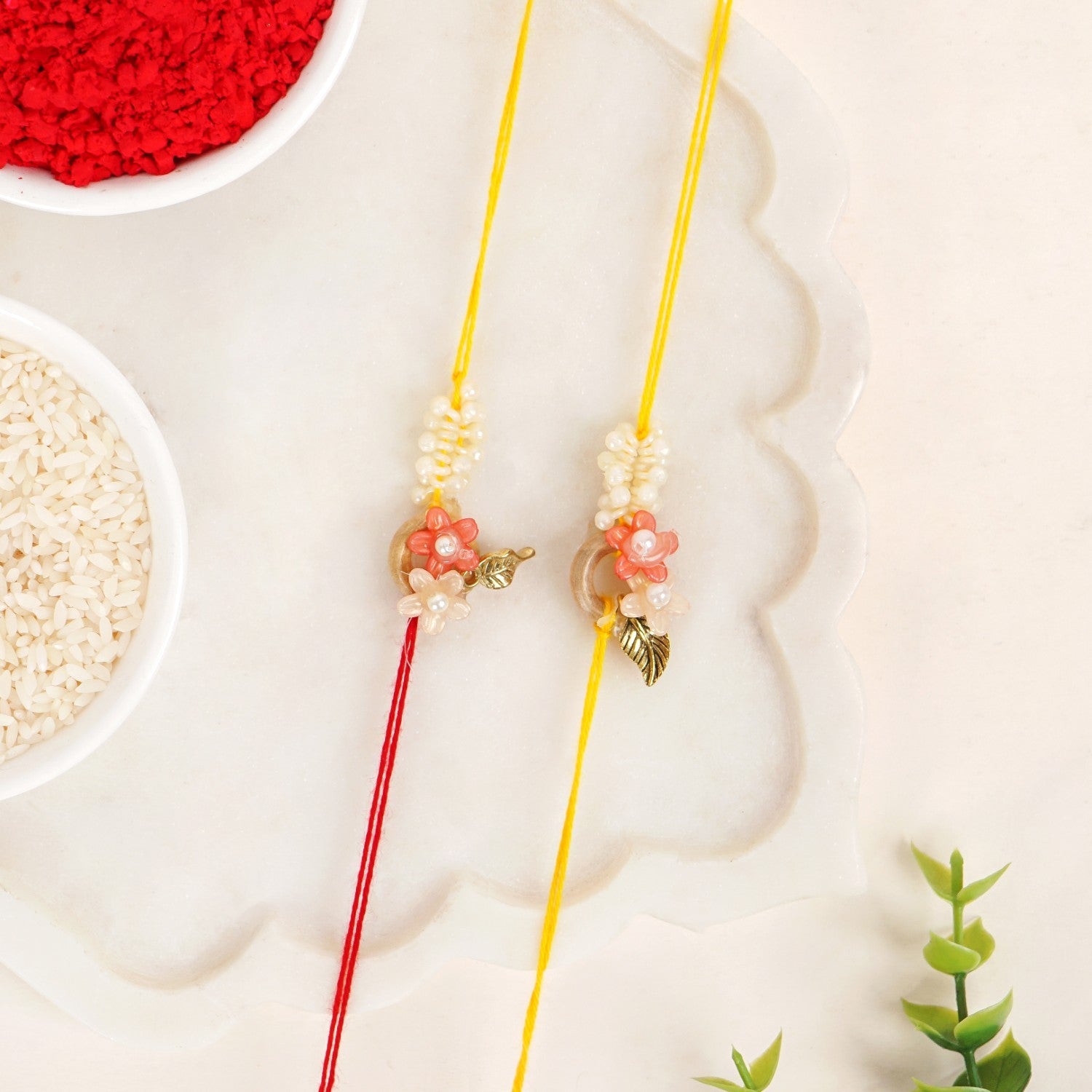 Dual Flower Rakhi Gift Set