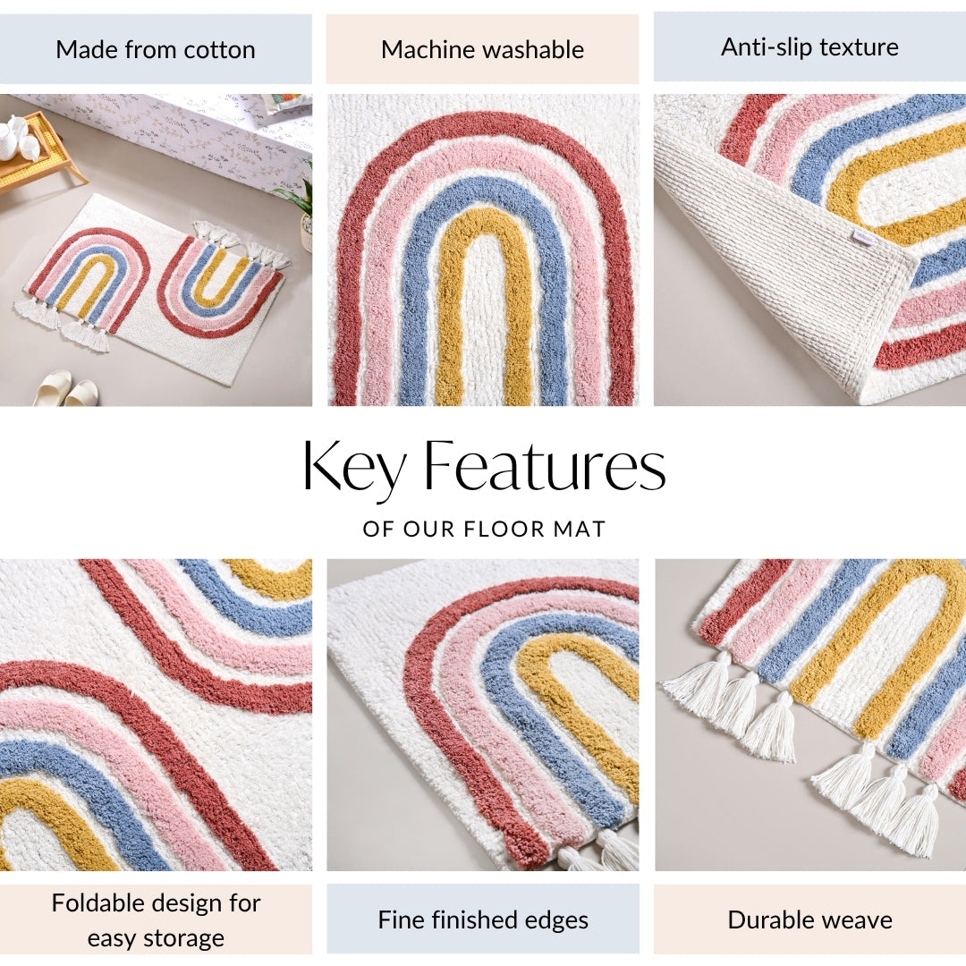 Rainbows With Tassels Cotton Anti Slip Floor Mat 84x51cm