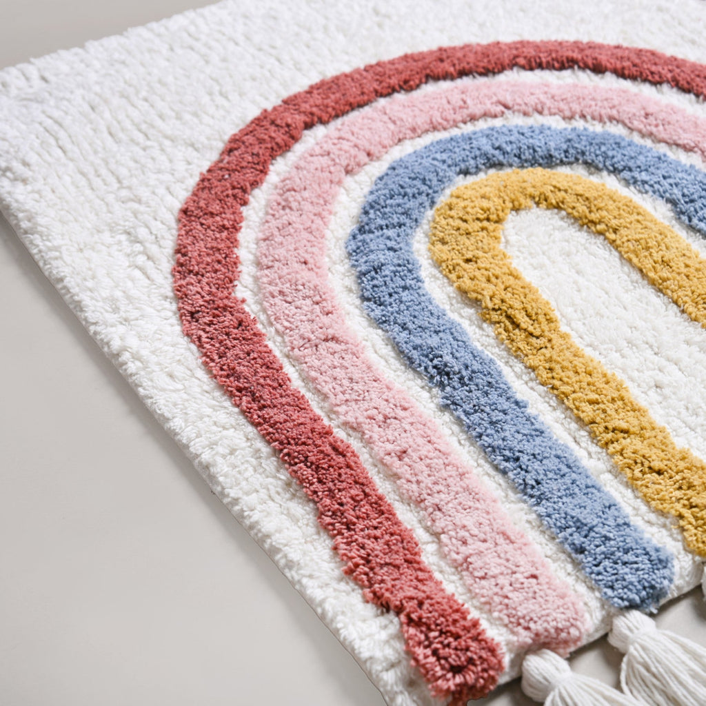 Rainbows With Tassels Cotton Anti Slip Floor Mat 84x51cm