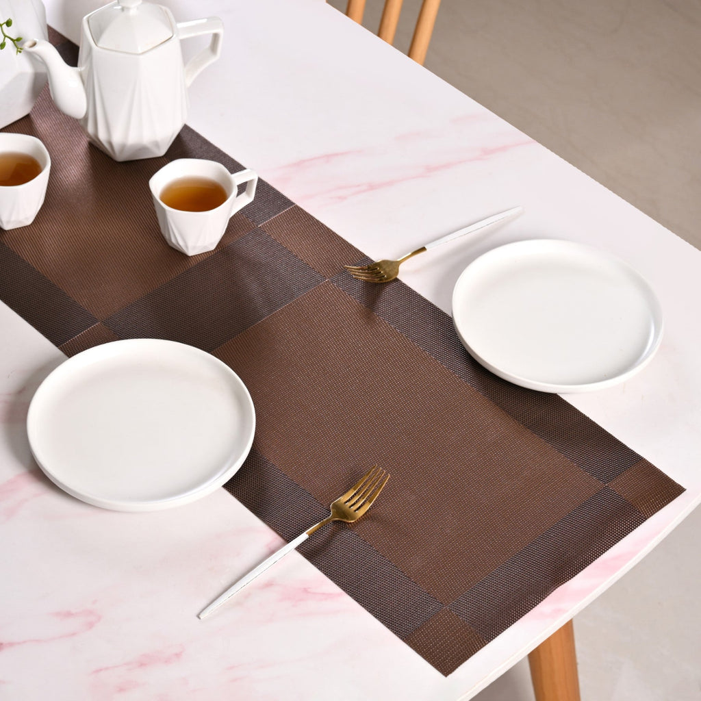 Dual Tone Reversible Table Runner Brown 180x30cm