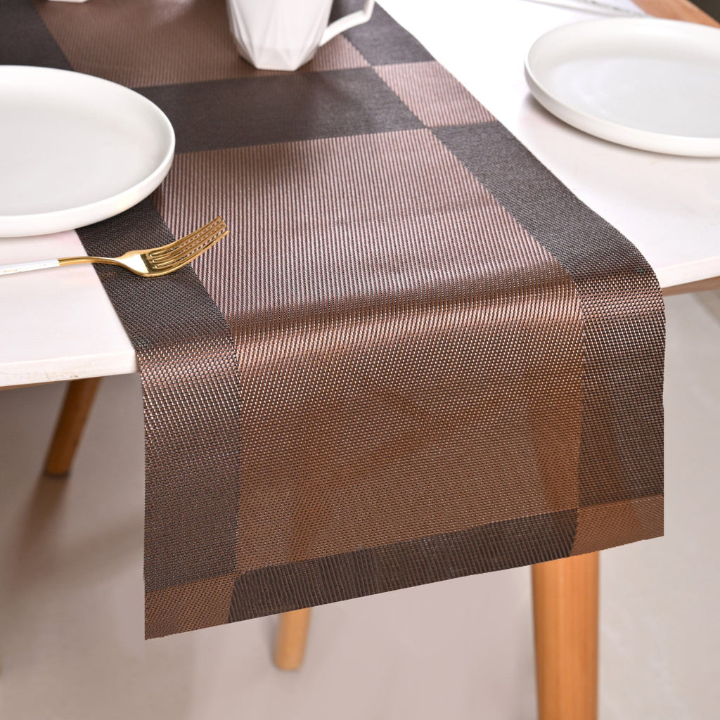 Dual Tone Reversible Table Runner Brown 180x30cm