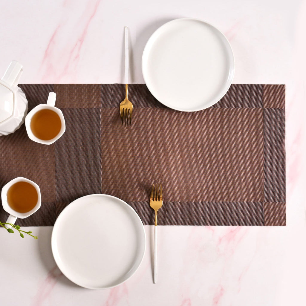 Dual Tone Reversible Table Runner Brown 180x30cm