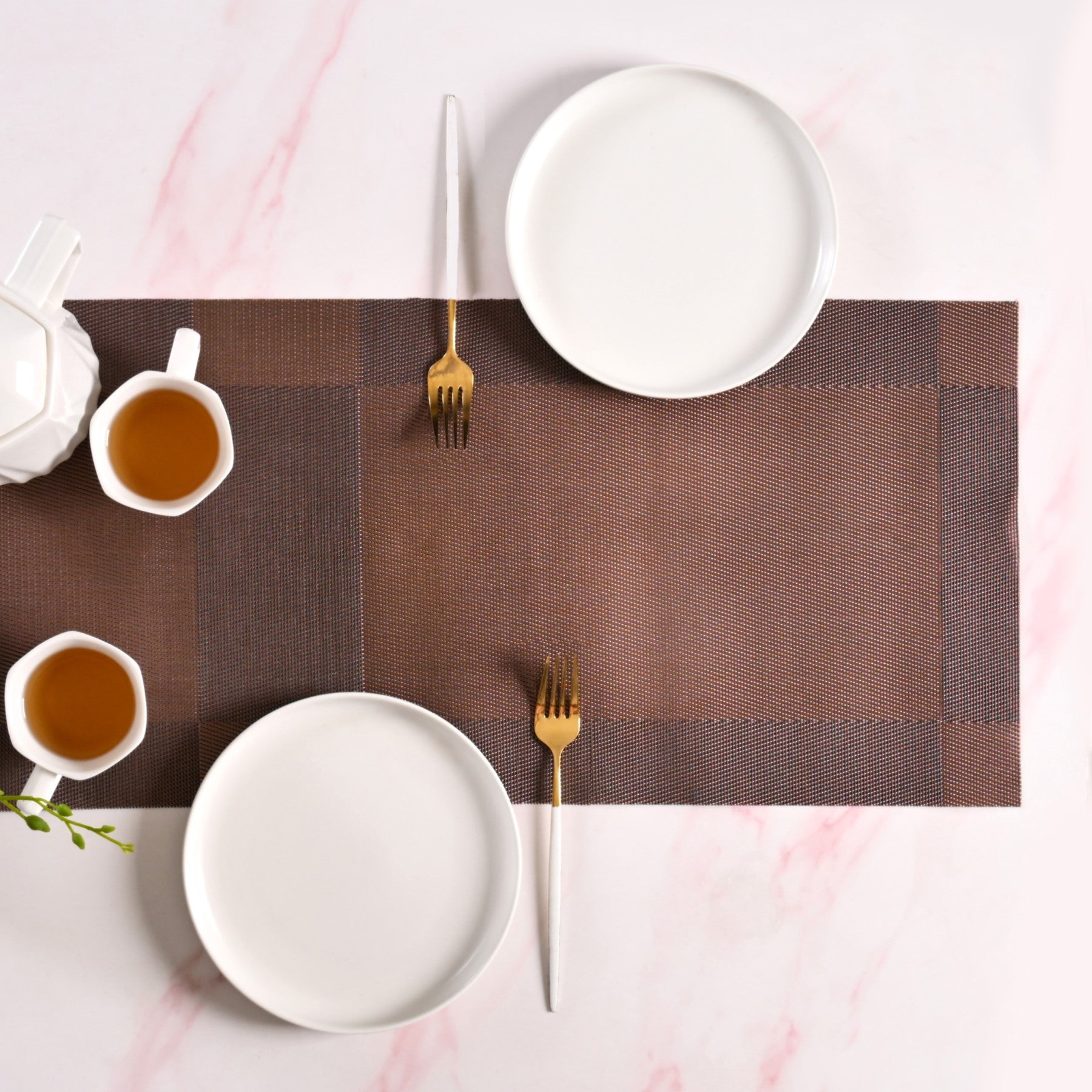 Dual Tone Reversible Table Runner Brown 180x30cm
