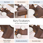 Dual Tone Reversible Table Runner Brown 180x30cm