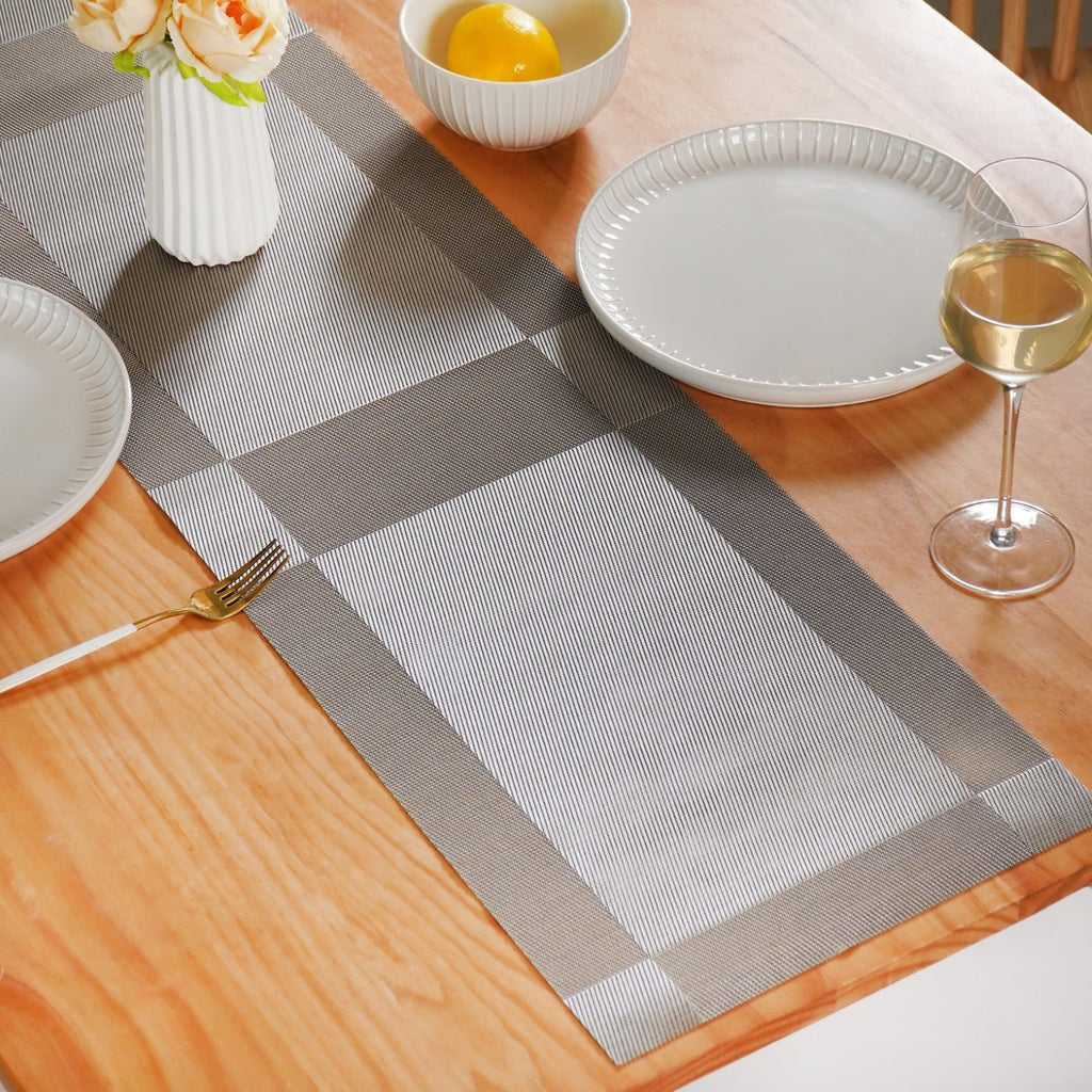 Dual Tone Reversible Table Runner Silver 180x30cm