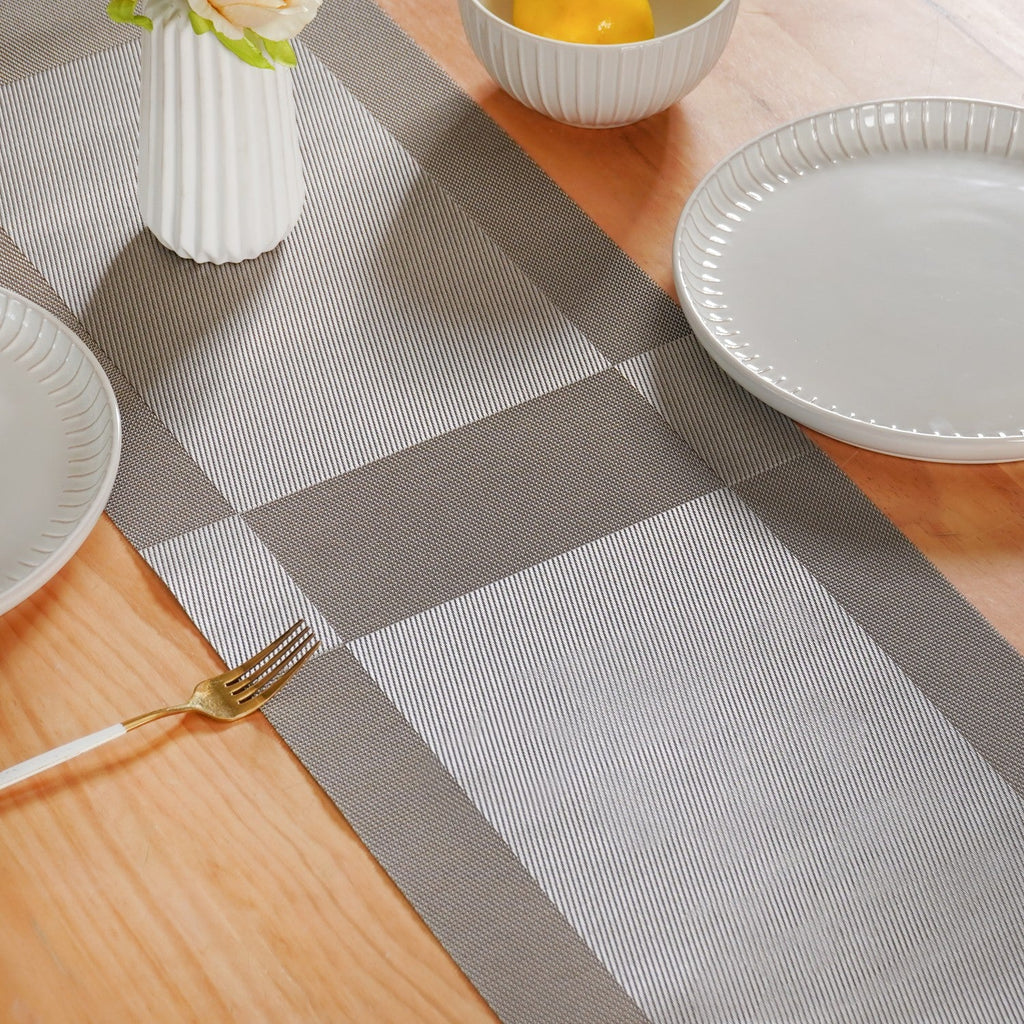 Dual Tone Reversible Table Runner Silver 180x30cm