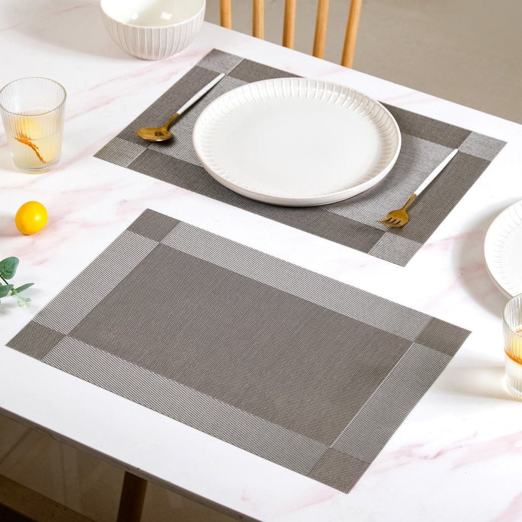 Dual Tone Grey Reversible Dining Table Mats Set Of 6