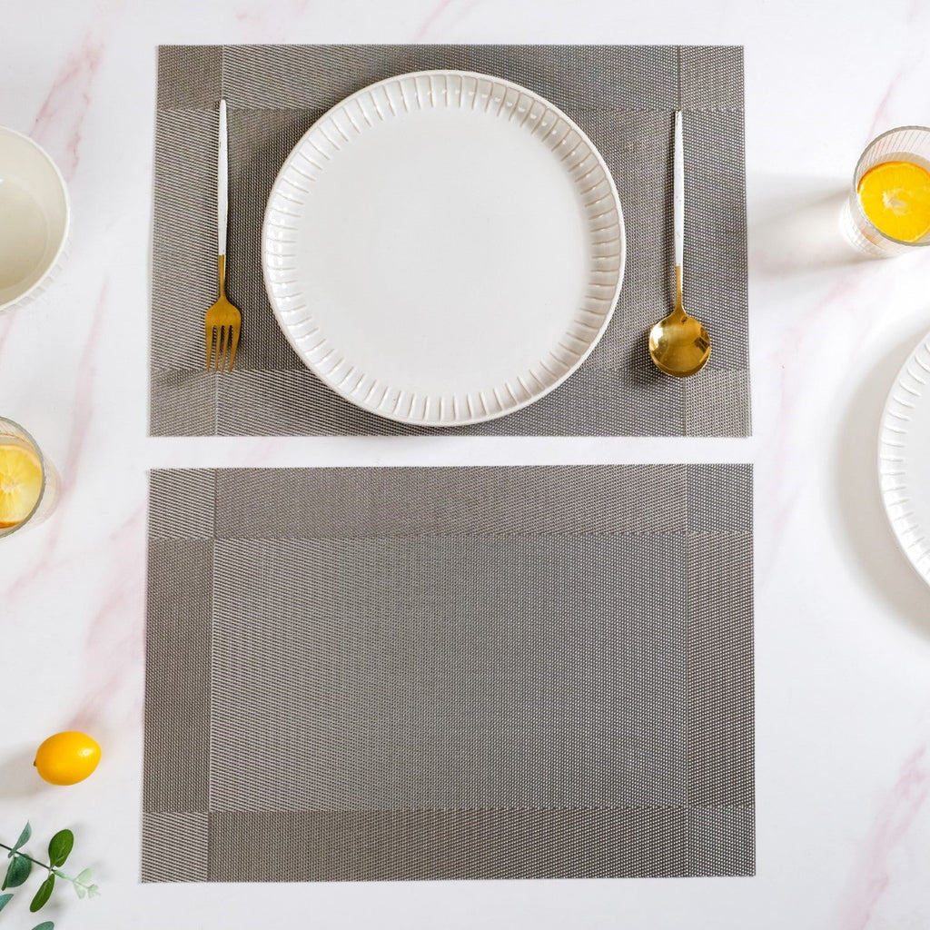 Dual Tone Grey Reversible Dining Table Mats Set Of 6