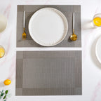 Dual Tone Grey Reversible Dining Table Mats Set Of 6
