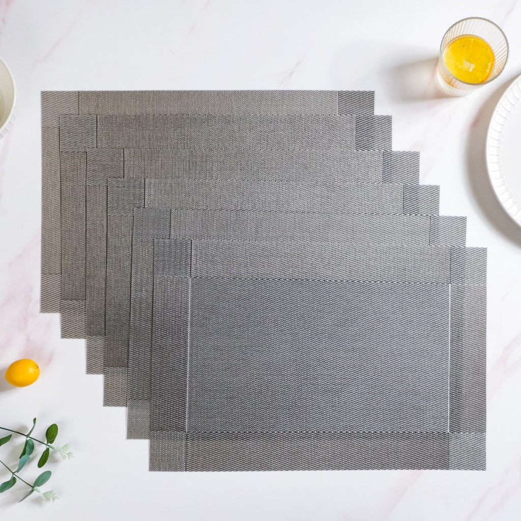 Dual Tone Grey Reversible Dining Table Mats Set Of 6