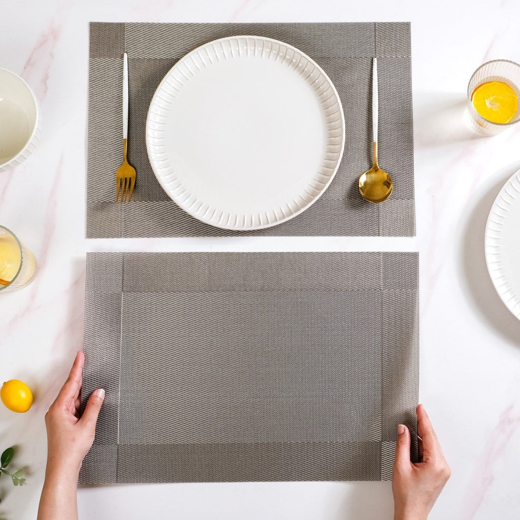 Dual Tone Grey Reversible Dining Table Mats Set Of 6