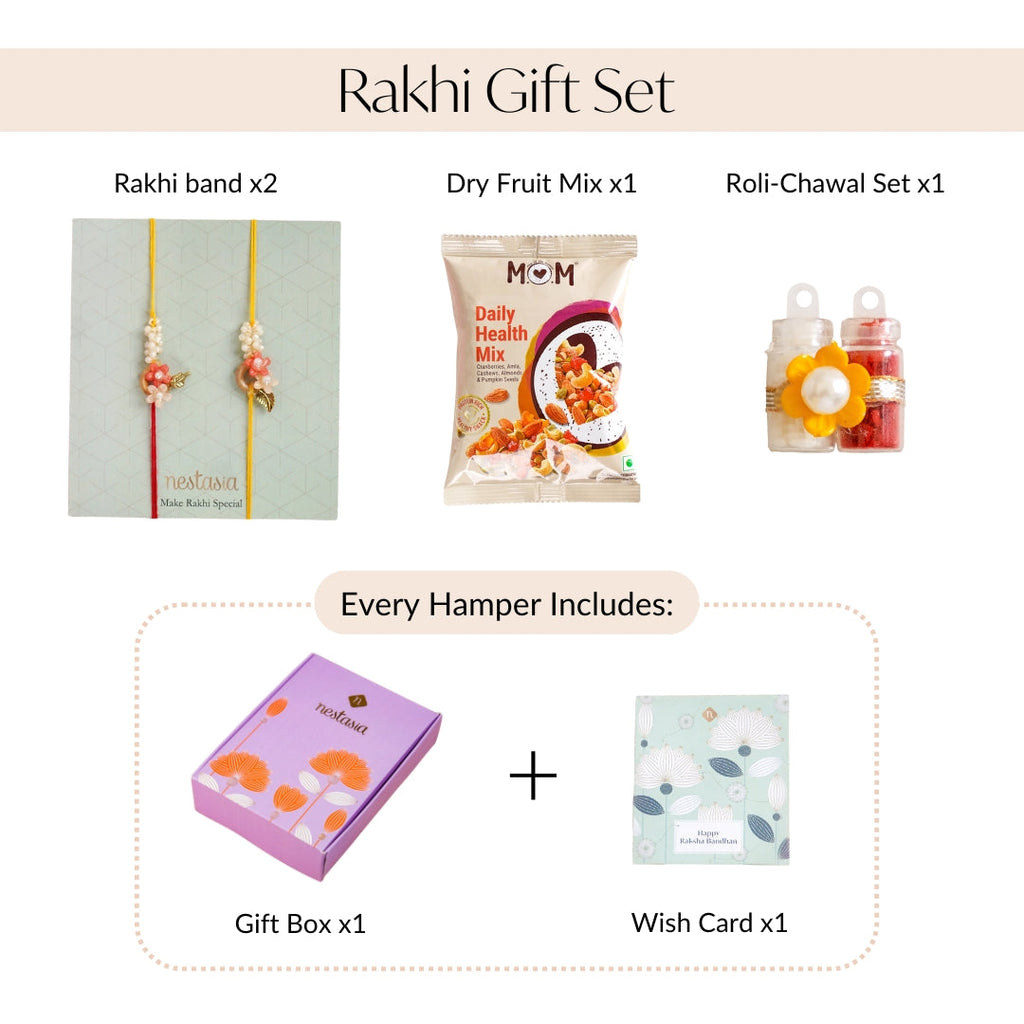 Dual Flower Rakhi Gift Set