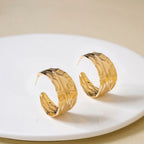 Dune Waves Chunky Gold Hoop Earrings