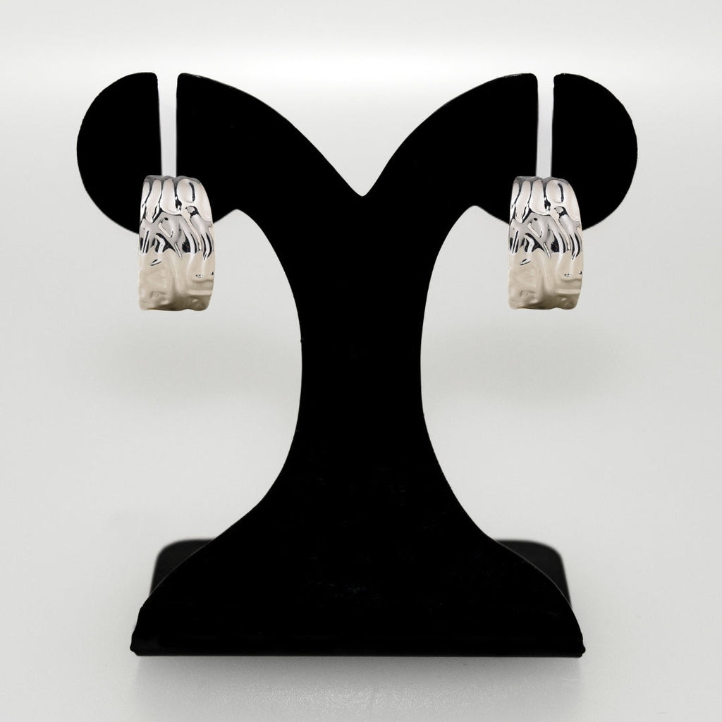 Dune Waves Chunky Silver Hoop Earrings