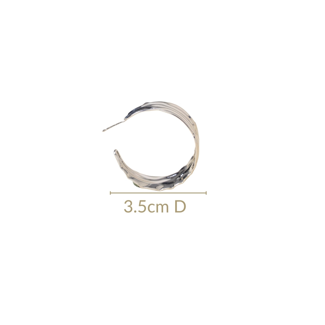 Dune Waves Chunky Silver Hoop Earrings