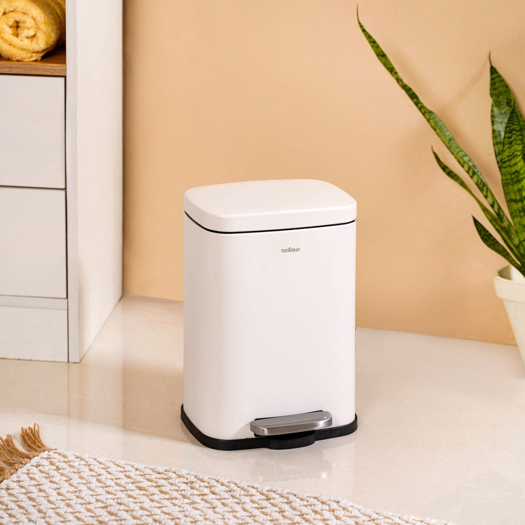 Dustro Metal Pedal Dustbin White 5000ml