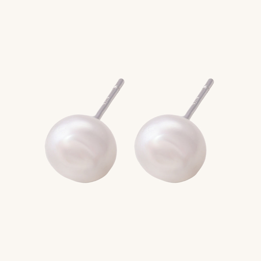Classic Pearl Stud Earrings- 925 Silver