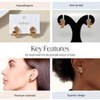 Earthy Blossom Gold Studs