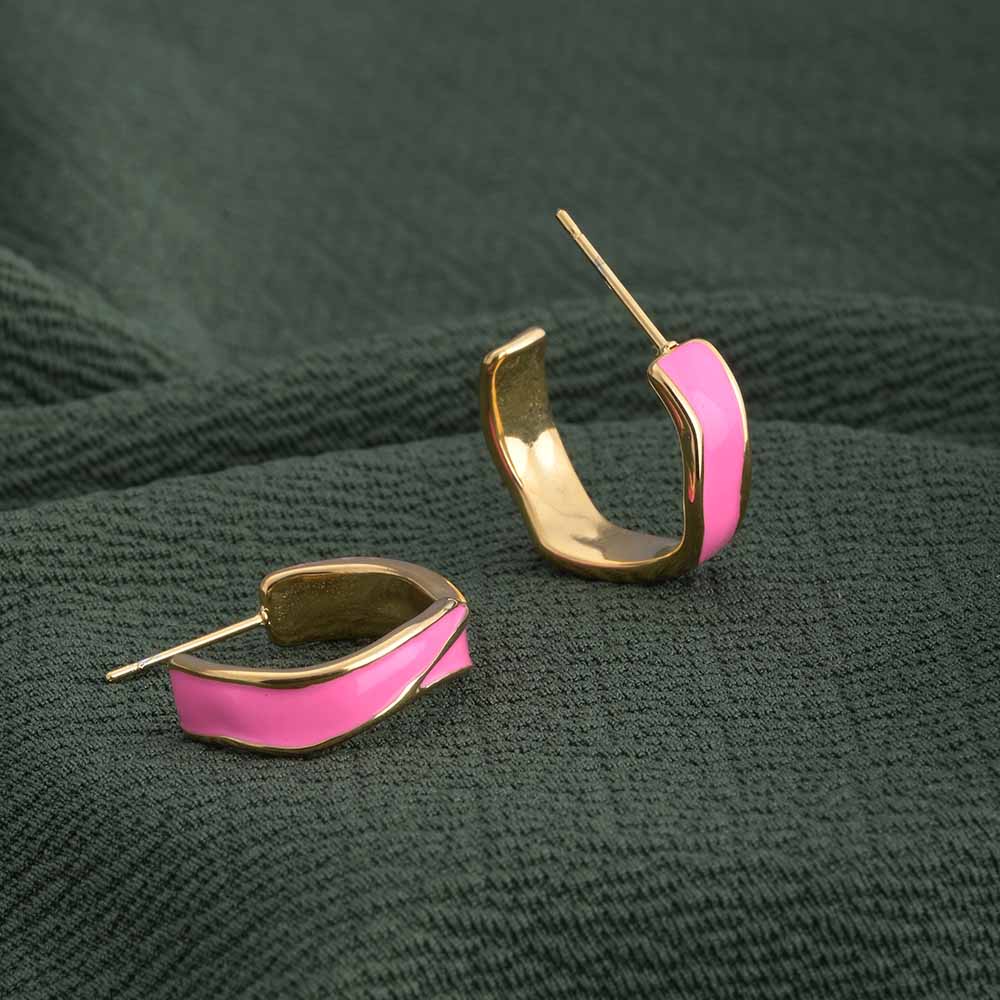 Pink Round Hoop Earrings