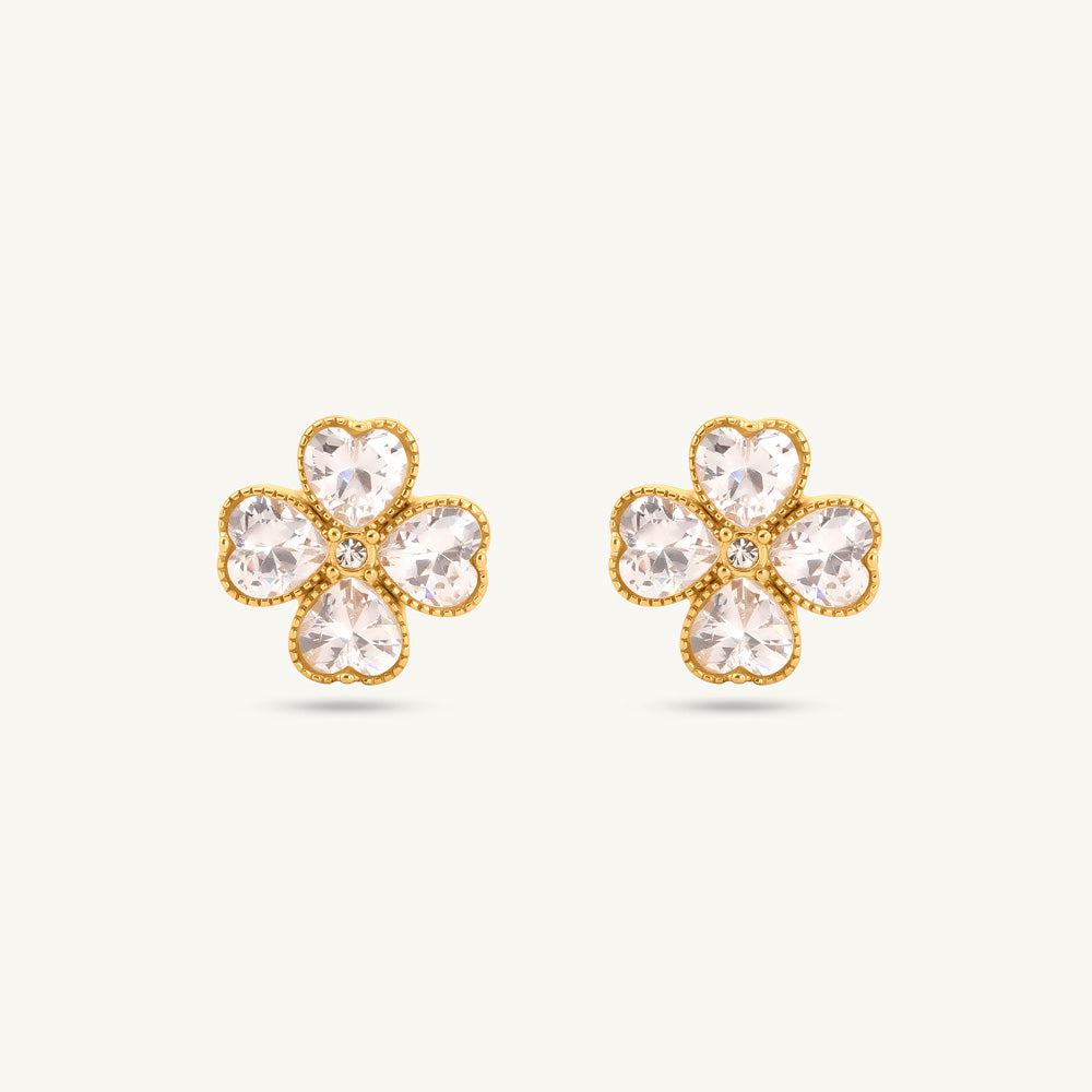 Dazzling Floral CZ Stud Earrings