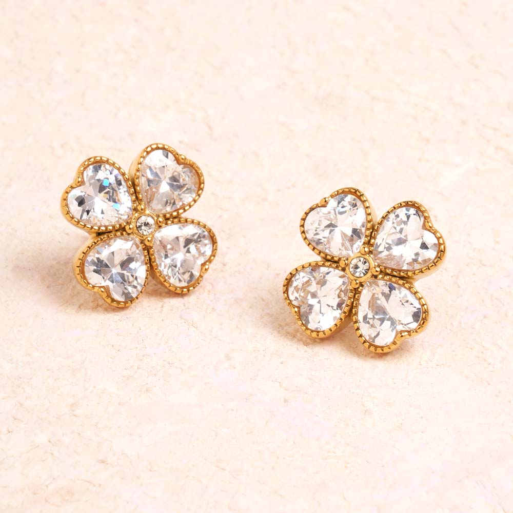 Dazzling Floral CZ Stud Earrings