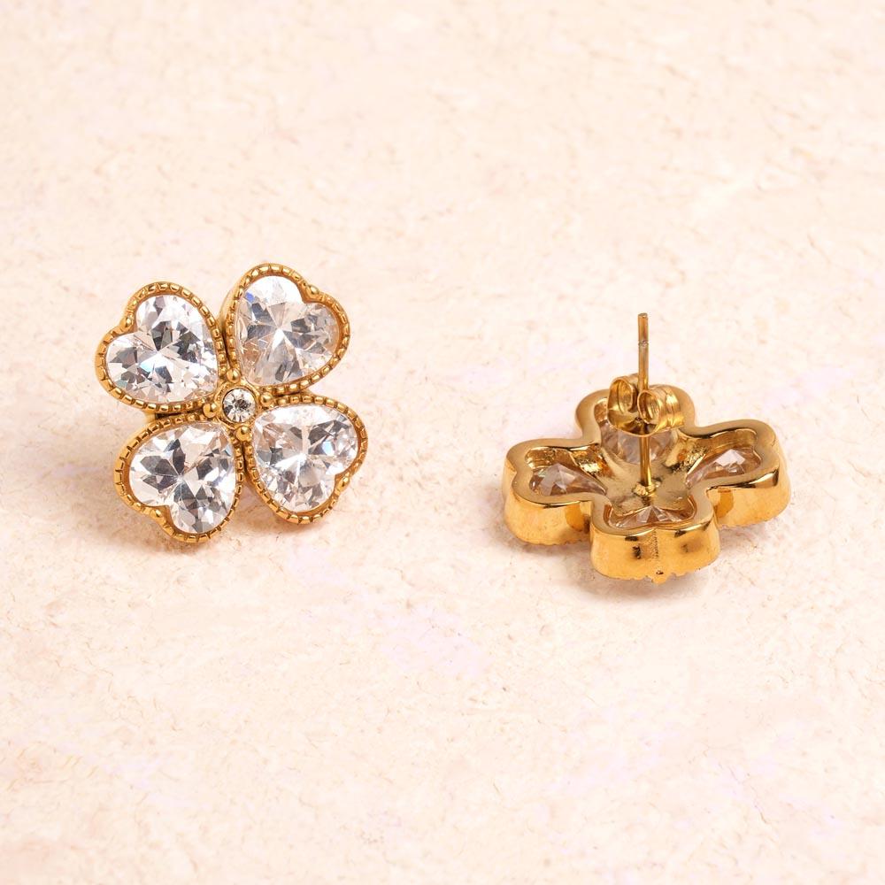 Dazzling Floral CZ Stud Earrings