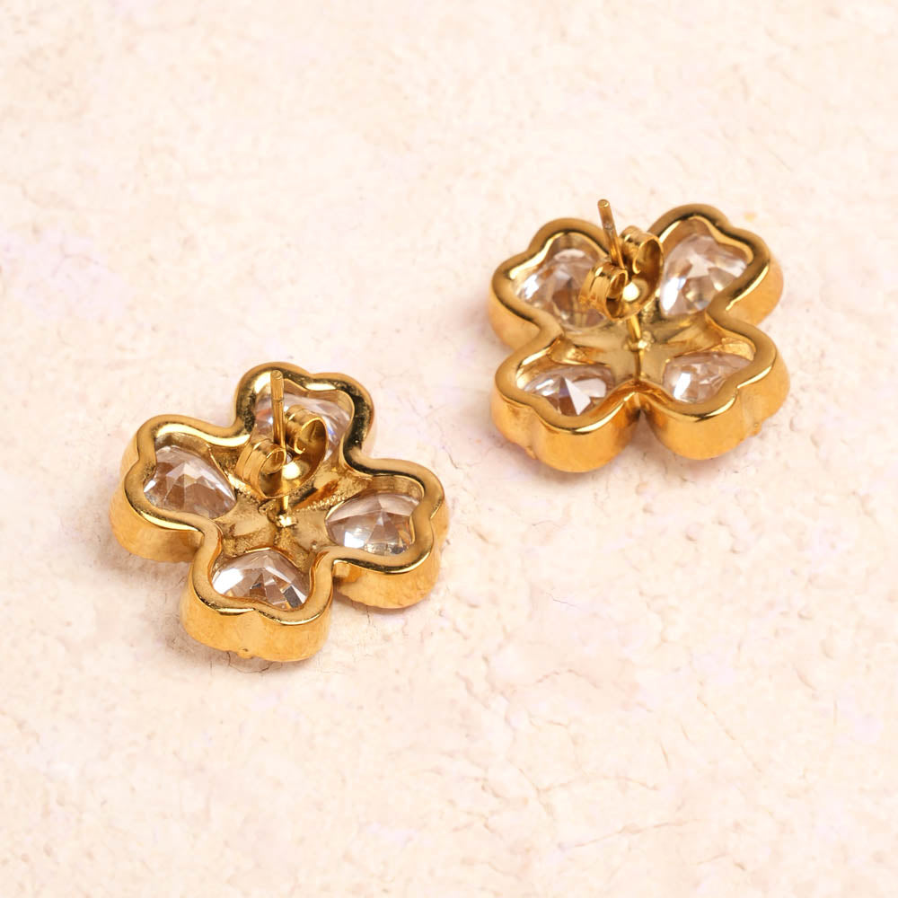 Dazzling Floral CZ Stud Earrings