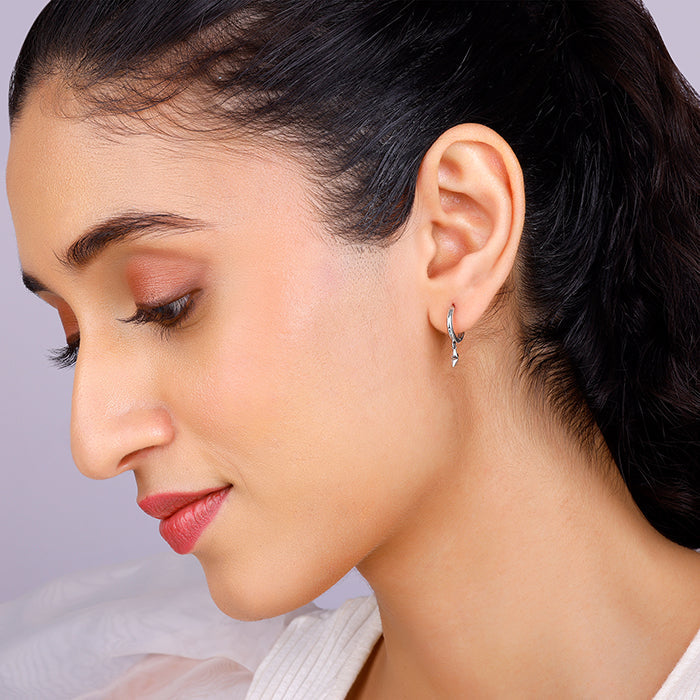 Silver Hanging Star Hoop Earring